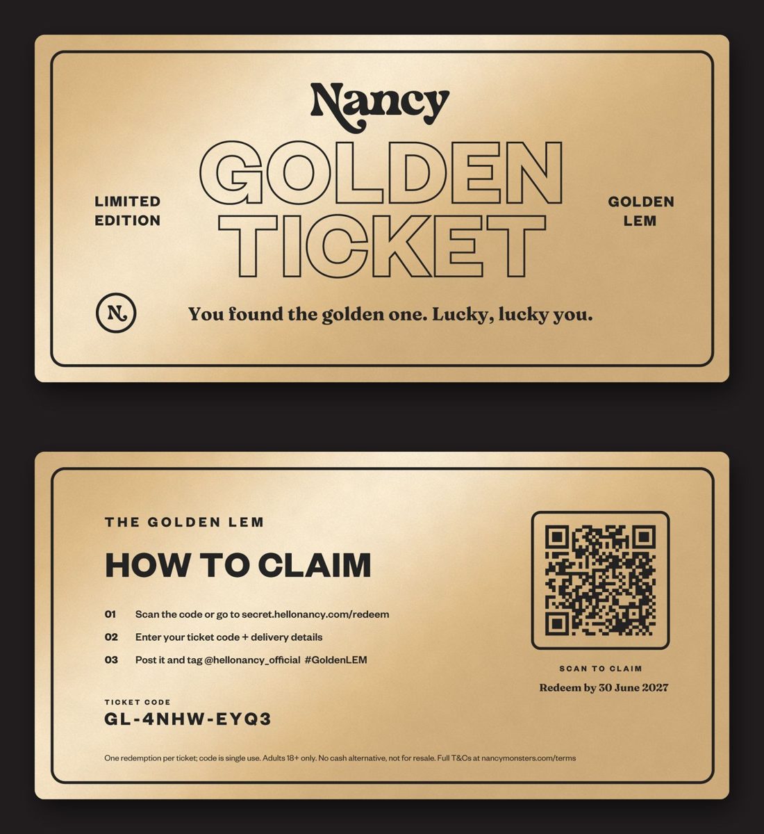Golden Ticket, front and back